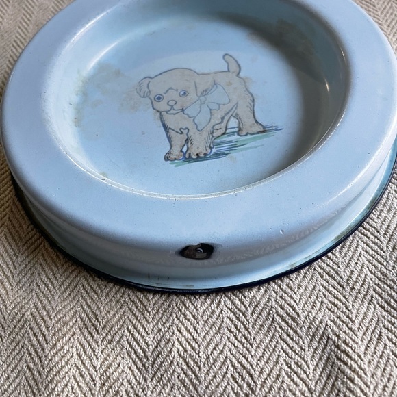 Rare Vintage Blue Enamel Dog Bowl - Picture 2 of 8